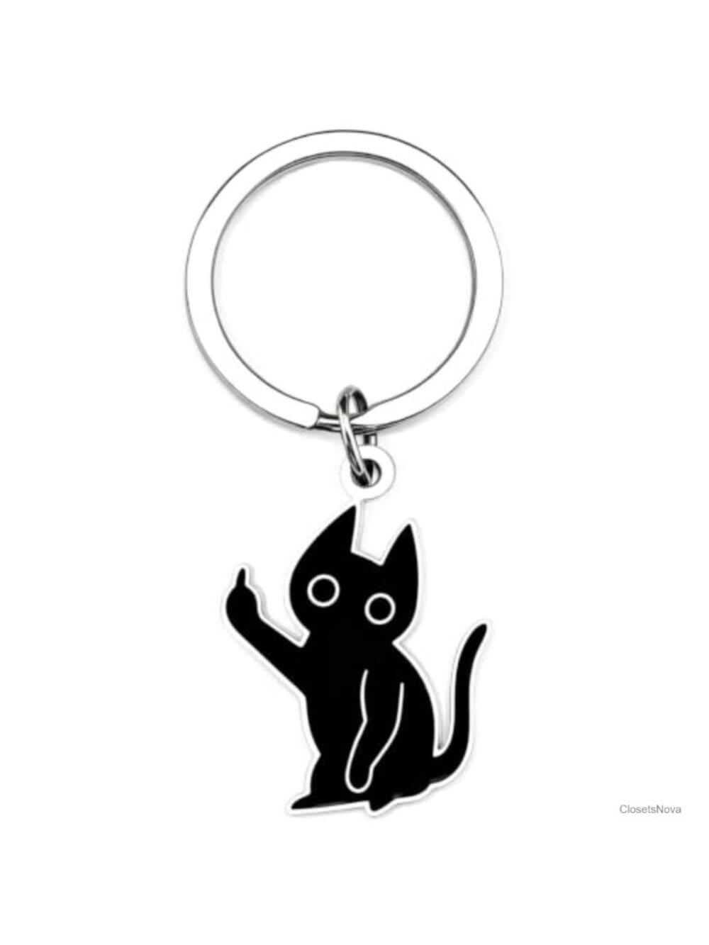 Gothic Black Cat Keychain Flipping Bird Novelty Keyring Gift